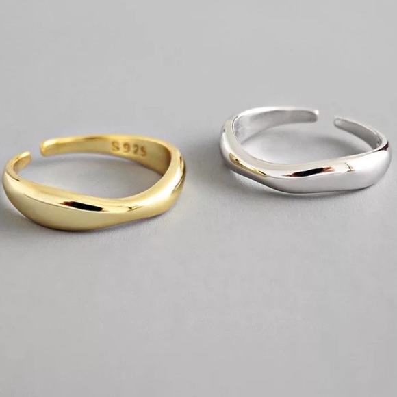 NEW 925 STERLING SILVER IRREGULAR WAVE ADJUSTABLE RING, CUTE RING, SHINY RING. - Picture 2 of 6